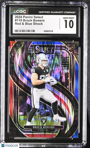 2024 Panini Select Brock Bowers Red & Blue Shock Rookie #118 CGC 10 Raiders