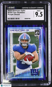 2025 Donruss Optic Cam Skattebo Purple Shock Rookie #228 CGC 9.5 New York Giants