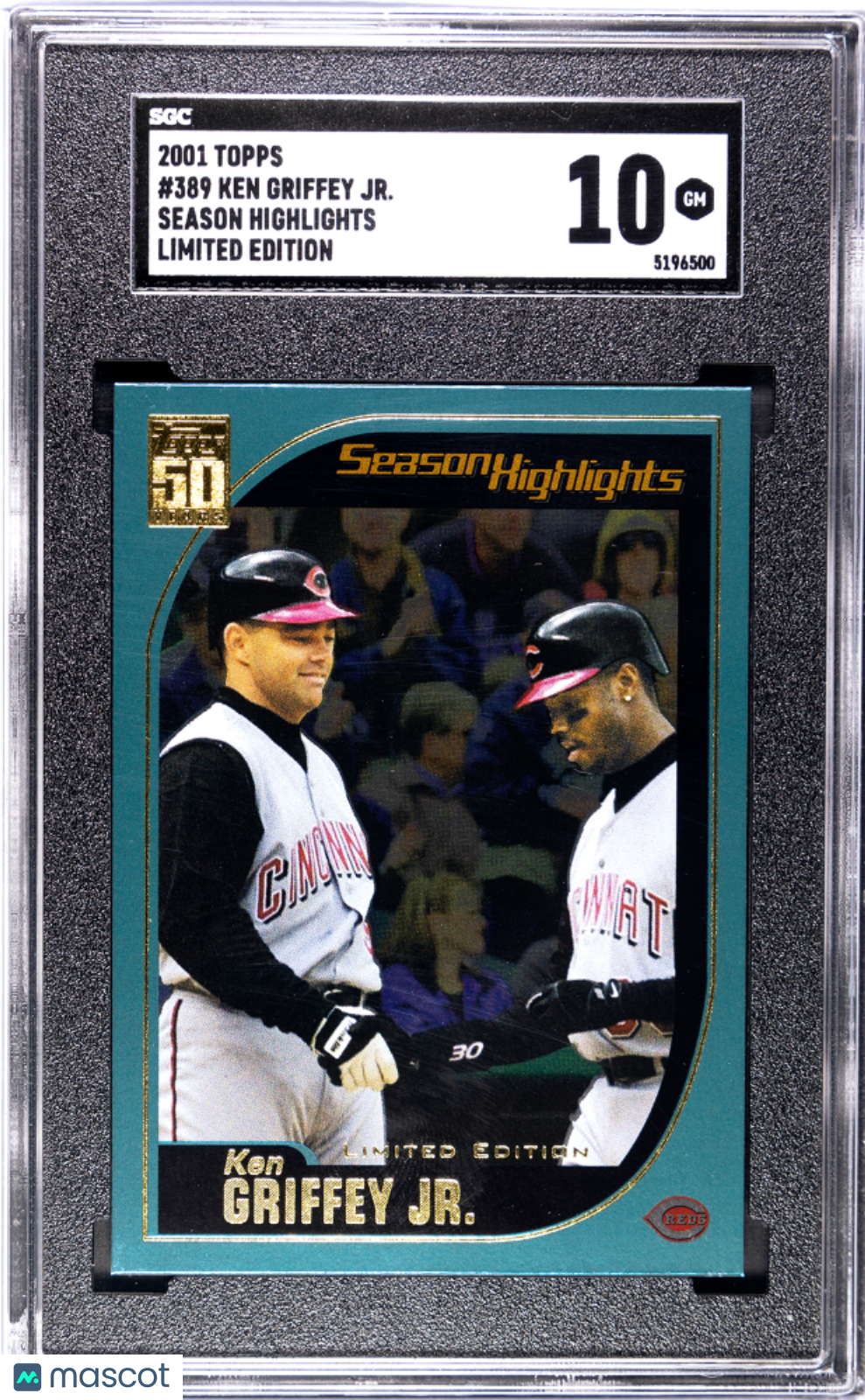 2001 Topps Ken Griffey JR. Season Highlights Limited Edition #389 SGC 10 Reds