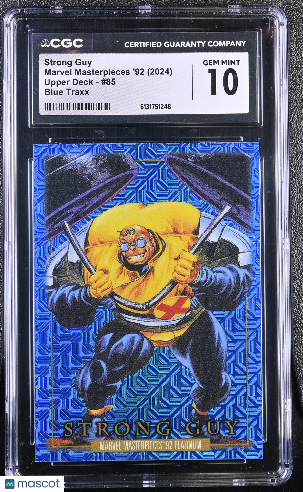 2024 Upper Deck Marvel Masterpieces '92 Strong Guy #85 Blue Traxx CGC 10