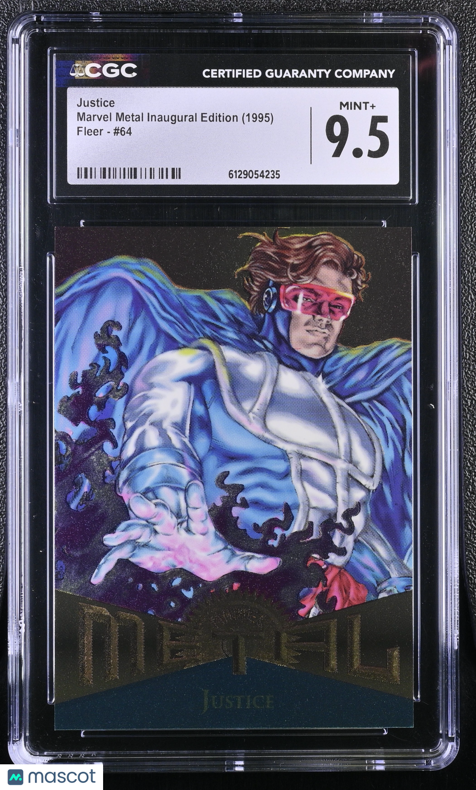1995 Fleer Marvel Metal Inaugural Edition Justice #64 CGC 9.5