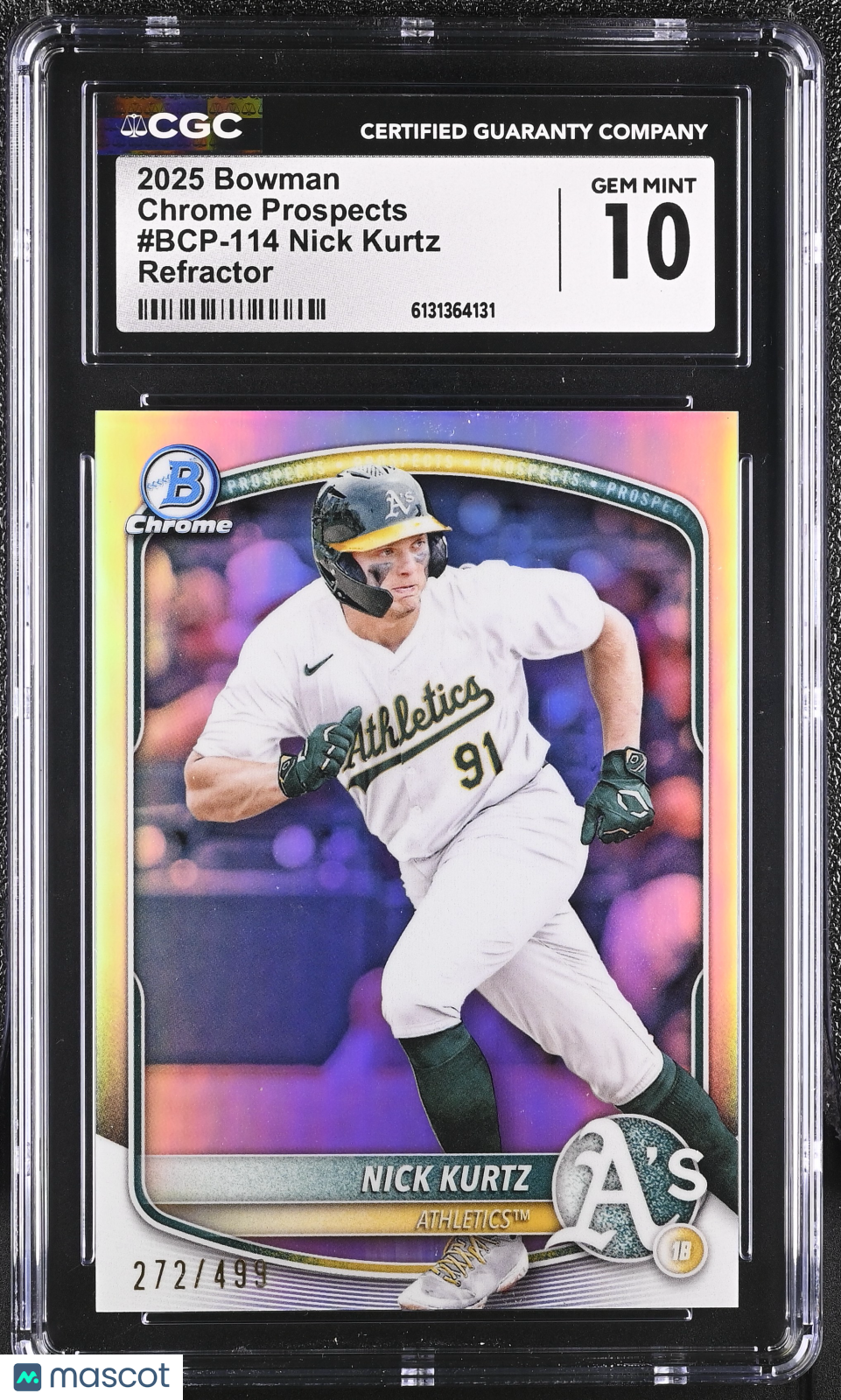 2025 Bowman Nick Kurtz Refractor /499 Rookie Chrome Prospects #BCP-114 CGC 10