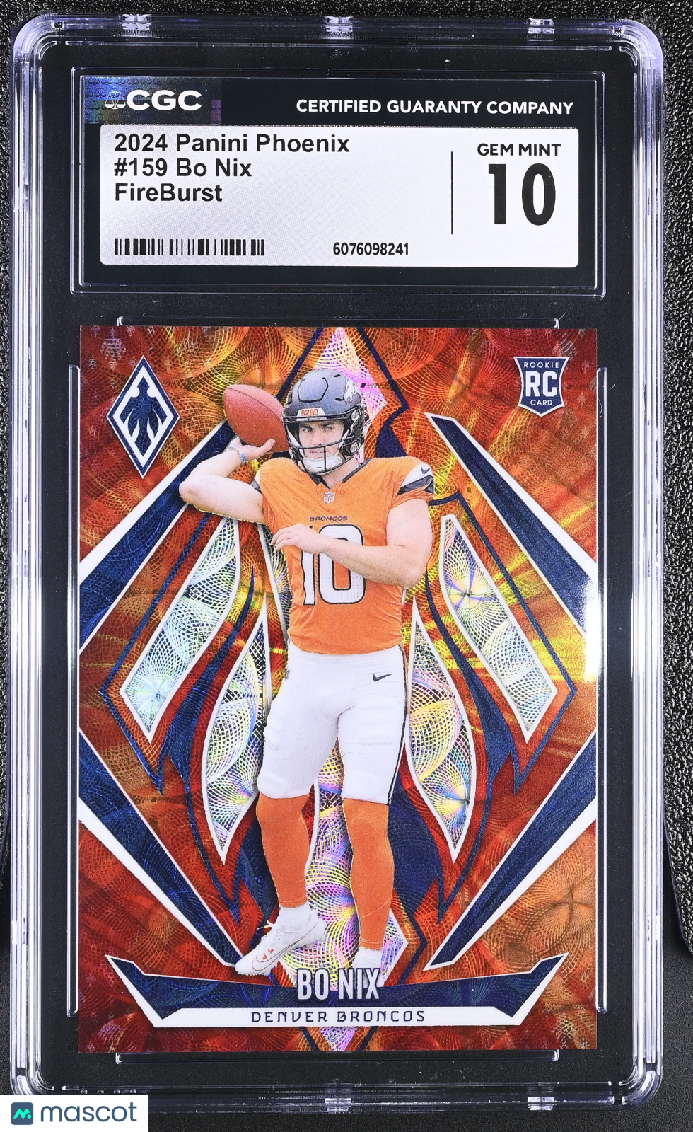 2024 Panini Phoenix Bo Nix FireBurst /350 Rookie #159 CGC 10 Denver Broncos