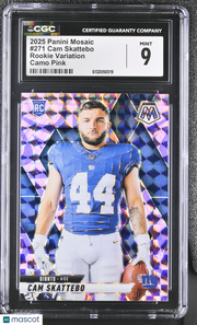 2025 Panini Mosaic Cam Skattebo Rookie Variation Camo Pink #271 CGC 9 Giants