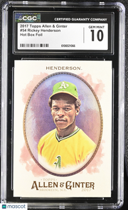 2017 Topps Allen & Ginter Rickey Henderson Hot Box Foil #54 CGC 10 Athletics