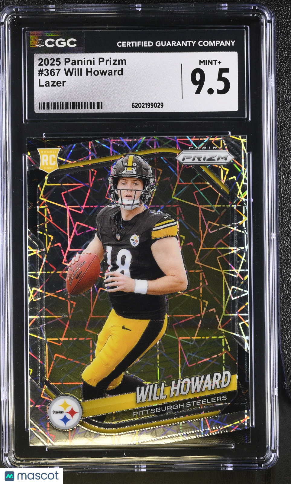 2025 Panini Prizm Will Howard Lazer Rookie #367 CGC 9.5 Pittsburgh Steelers