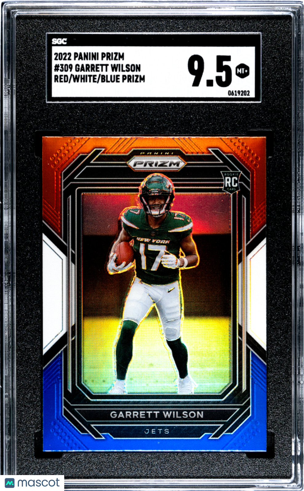 2022 Panini Prizm Garrett Wilson Red White Blue Rookie #309 SGC 9.5 Jets
