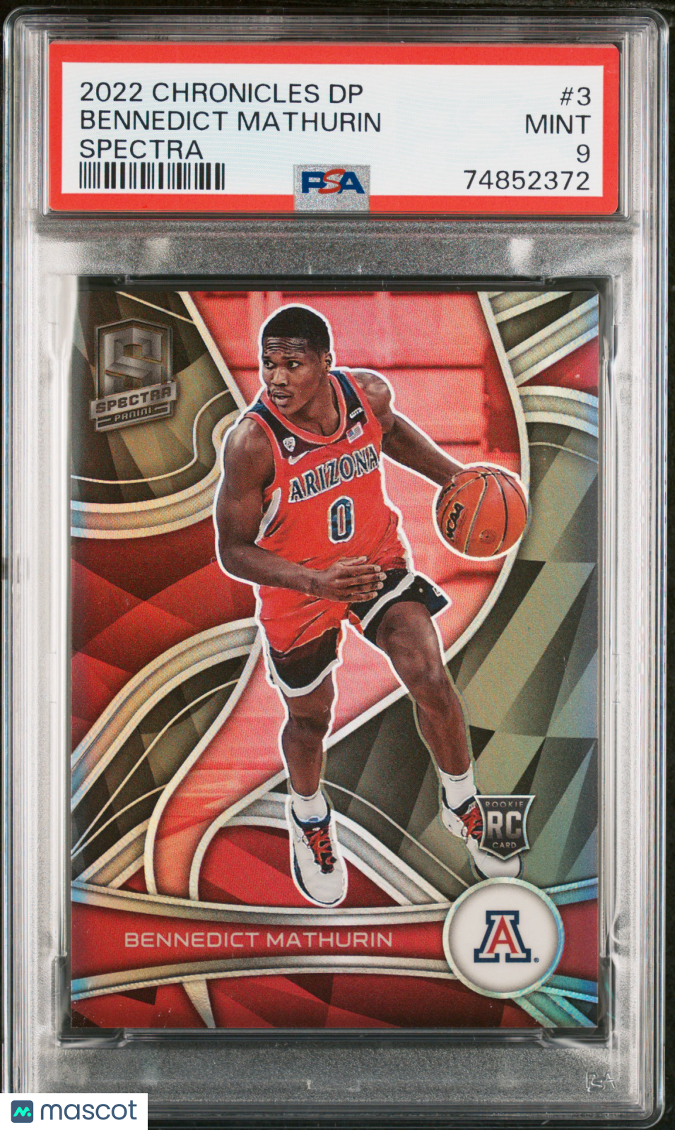 2022 Panini Chronicles Draft Picks Spectra Bennedict Mathurin #3 PSA 9