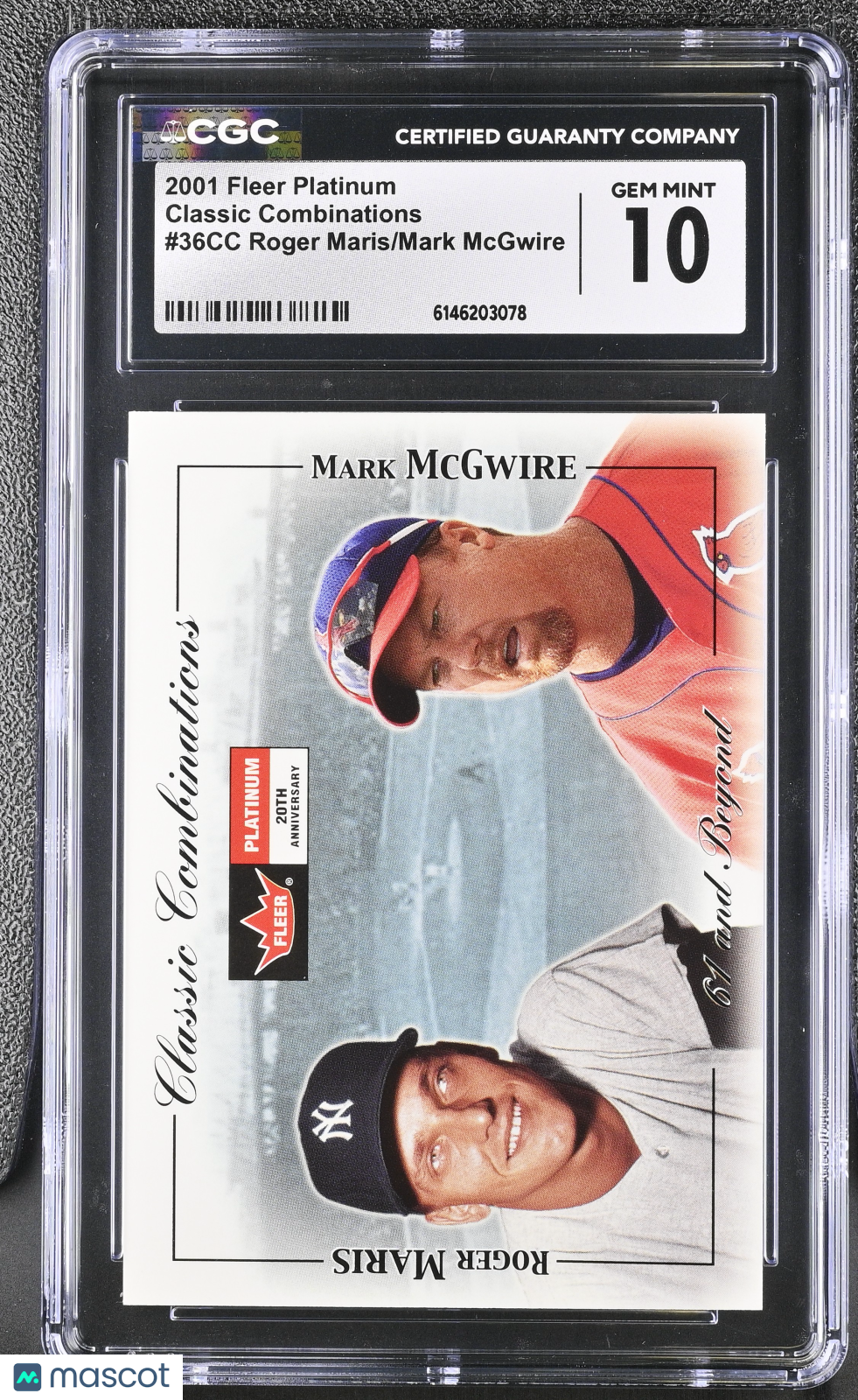 2001 Fleer Platinum Roger Maris/Mark McGwire /2000 Classic Combinations CGC 10
