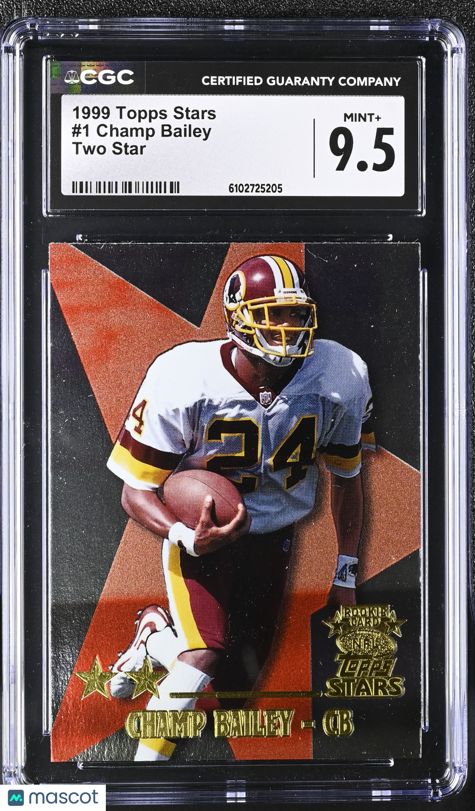 1999 Topps Stars Champ Bailey Two Star Rookie #1 CGC 9.5 Washington Redskins