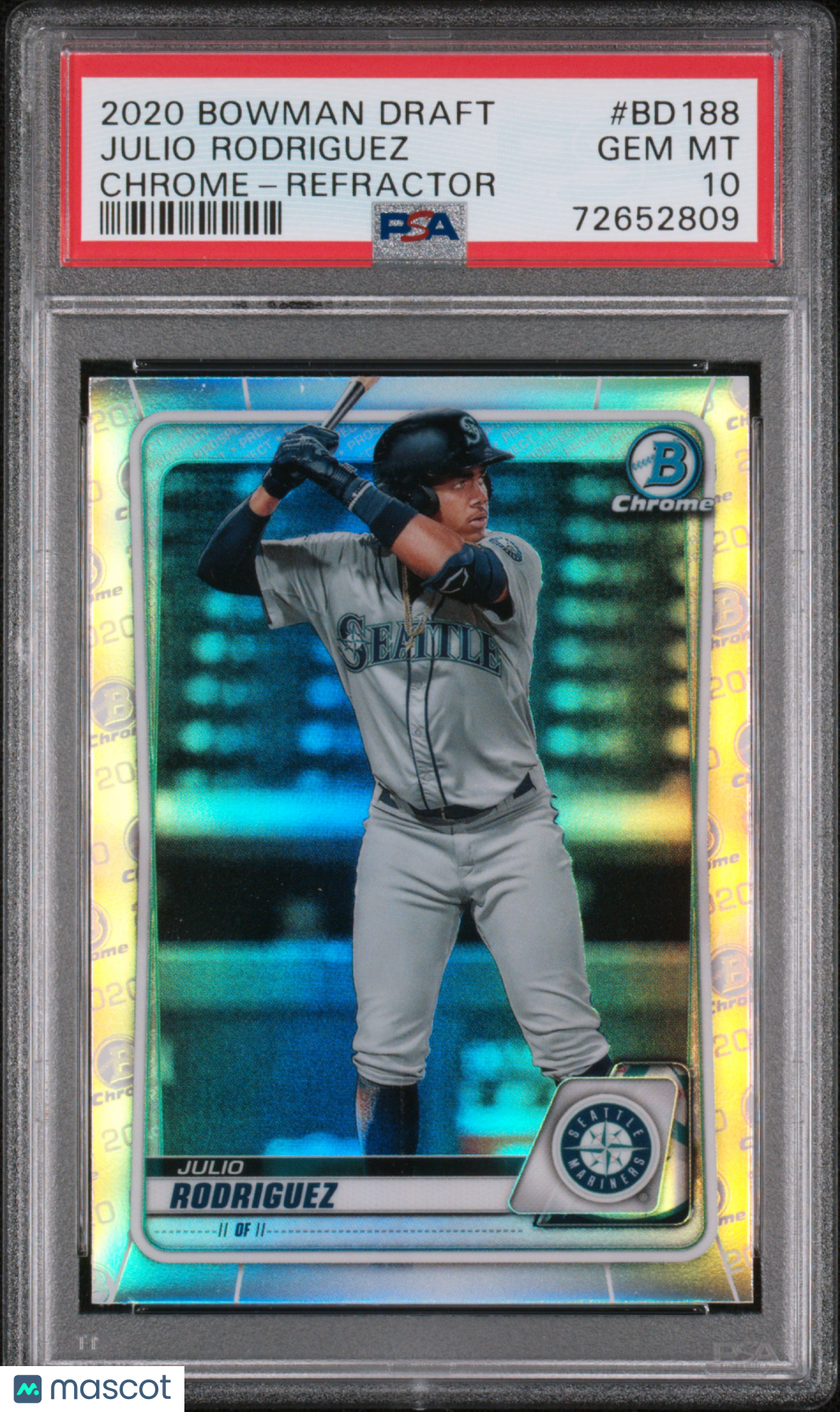 2020 Bowman Draft Julio Rodriguez Chrome Refractor Rookie #BD188 PSA 10 Mariners