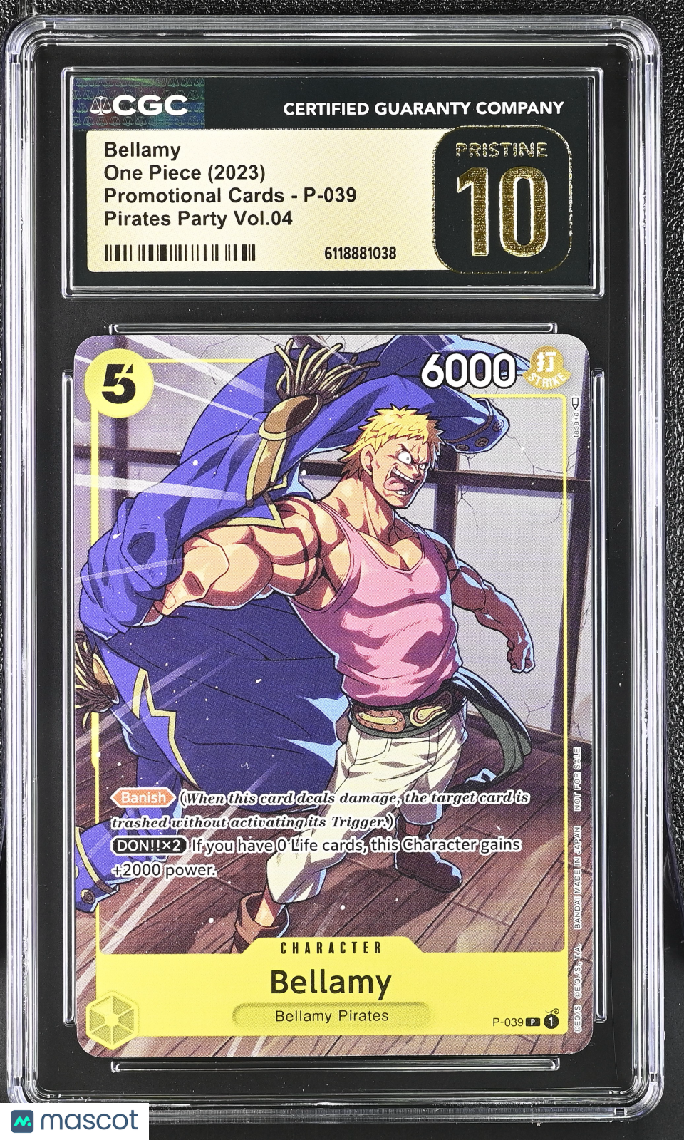 One Piece Promotional Cards Bellamy Pirates Party Vol.4 CGC 10 #P-039 Pristine