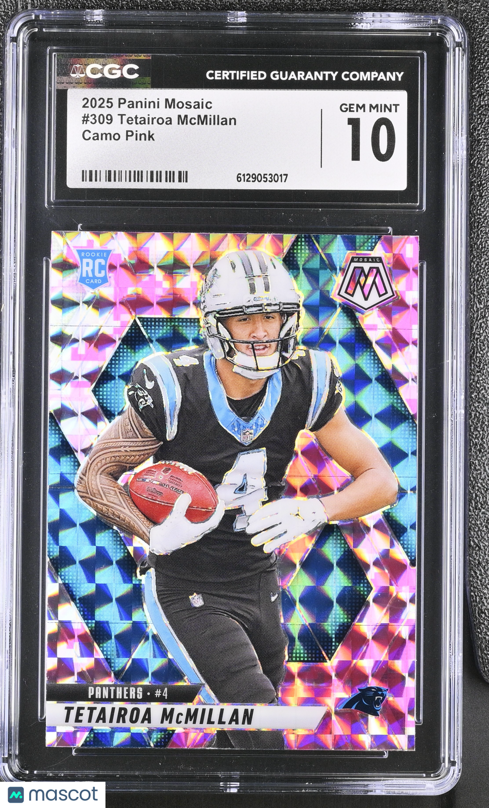 2025 Panini Mosaic Tetairoa McMillan Camo Pink Rookie #309 CGC 10 Panthers