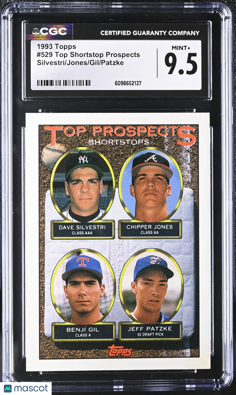 1993 Topps Top Shortstop Prospects Silvestri/Jones/Gil/Patzke #529 CGC 9.5