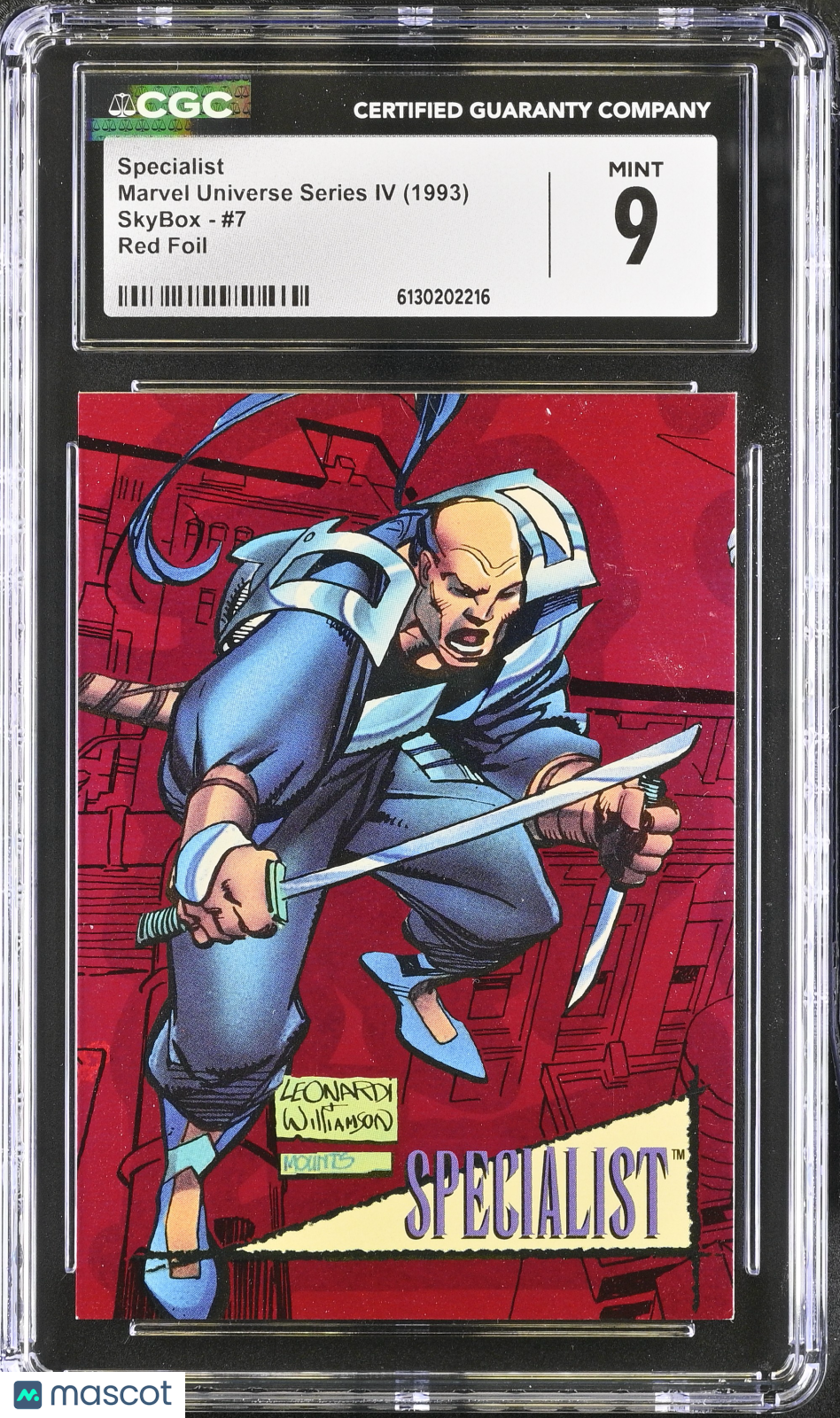 1993 Skybox Marvel Universe Series IV Specialist #7 Red Foil CGC 9