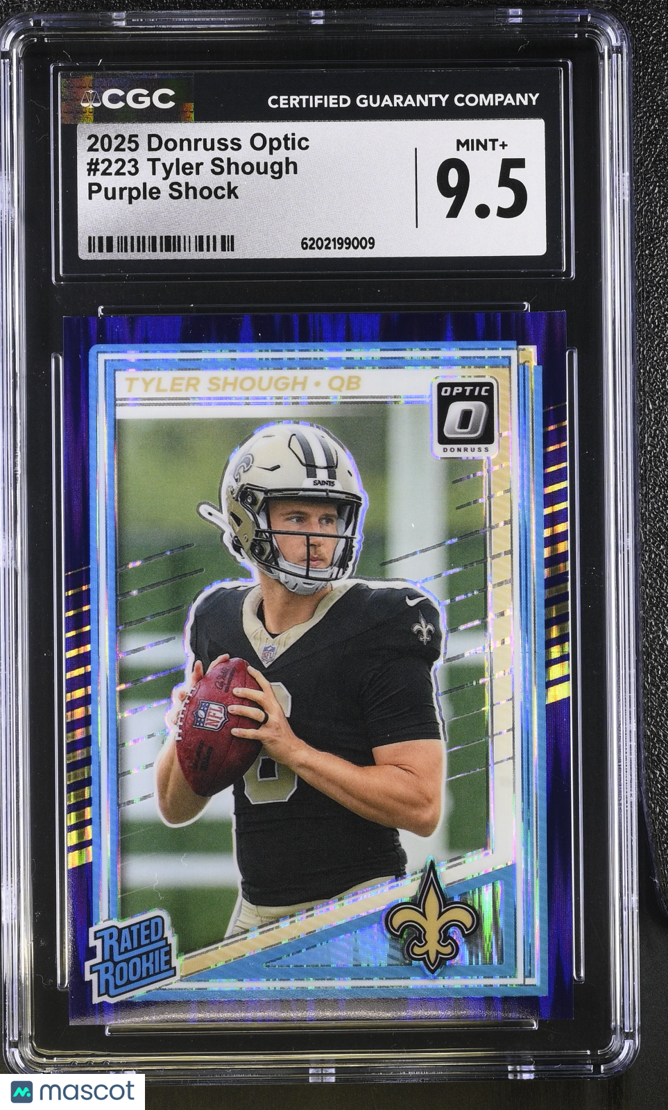 2025 Donruss Optic Tyler Shough Purple Shock Rookie #223 CGC 9.5 Saints