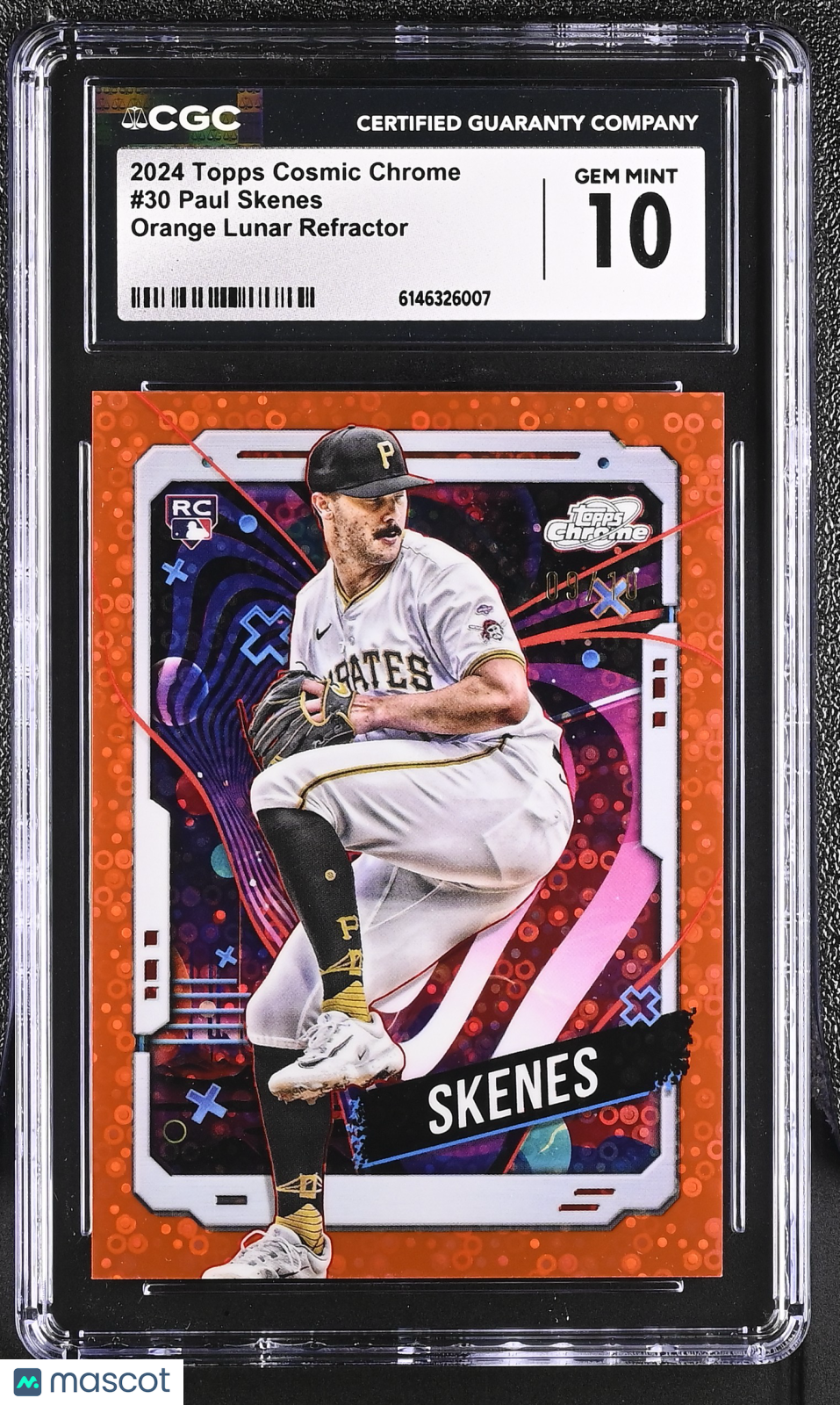 2024 Topps Cosmic Chrome Paul Skenes Orange Lunar Refractor RC #30 CGC 10
