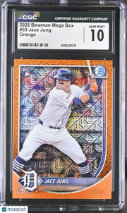 2025 Bowman Mega Box Jace Jung Orange /25 Rookie #59 CGC 10 Detroit Tigers