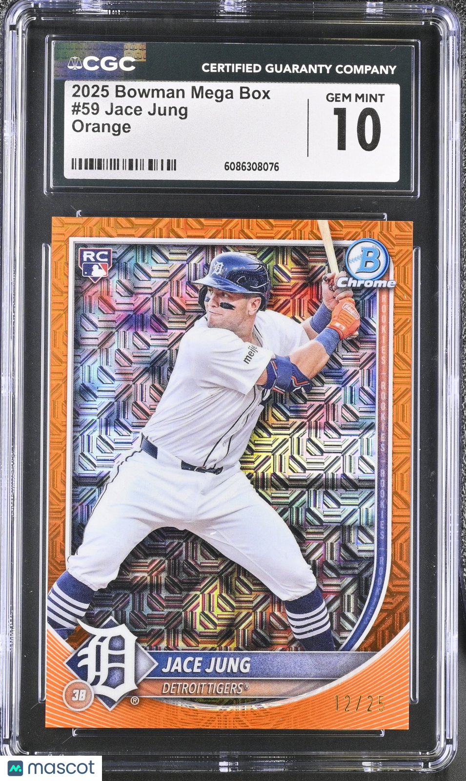 2025 Bowman Mega Box Jace Jung Orange /25 Rookie #59 CGC 10 Detroit Tigers