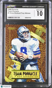 1996 Pinnacle Drew Bledsoe/Troy Aikman Team Pinnacle #1 CGC 10 Dallas Cowboys