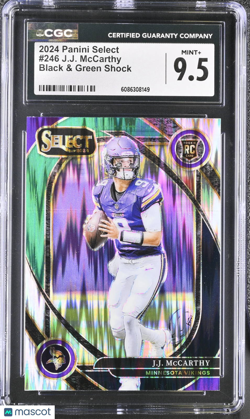 2024 Panini Select J.J. McCarthy Black & Green Shock #246 CGC 9.5