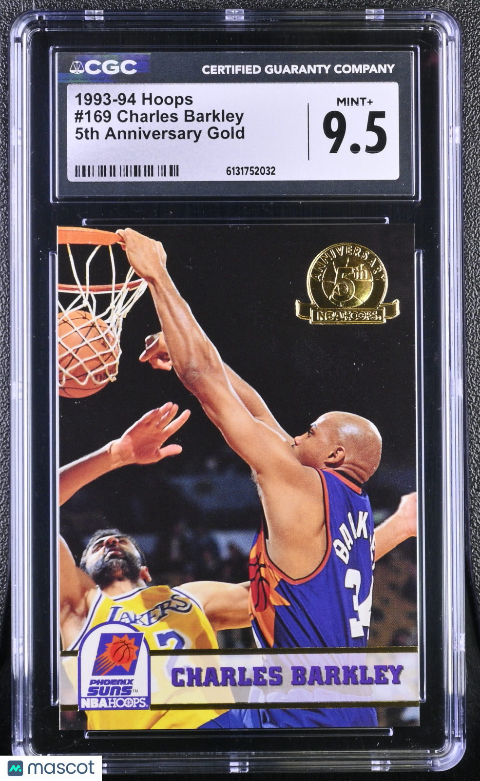 1993-94 Hoops Charles Barkley 5th Anniversary Gold #169 CGC 9.5 Phoenix Suns