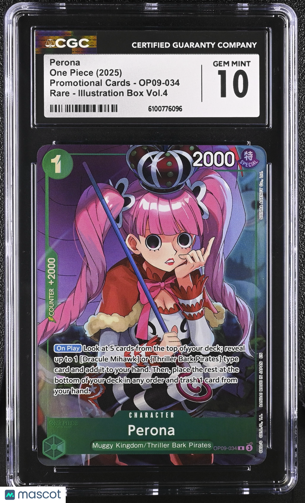 2025 One Piece Promotional Cards Perona Illustration Box Vol.4 CGC 10 #OP09-034