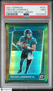 2021 Panini Donruss Trevor Lawrence Optic Preview Green Rookie PSA 9 Jaguars