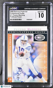 2000 Donruss Preferred Peyton Manning Power /750 Professional Profile #11 CGC 10