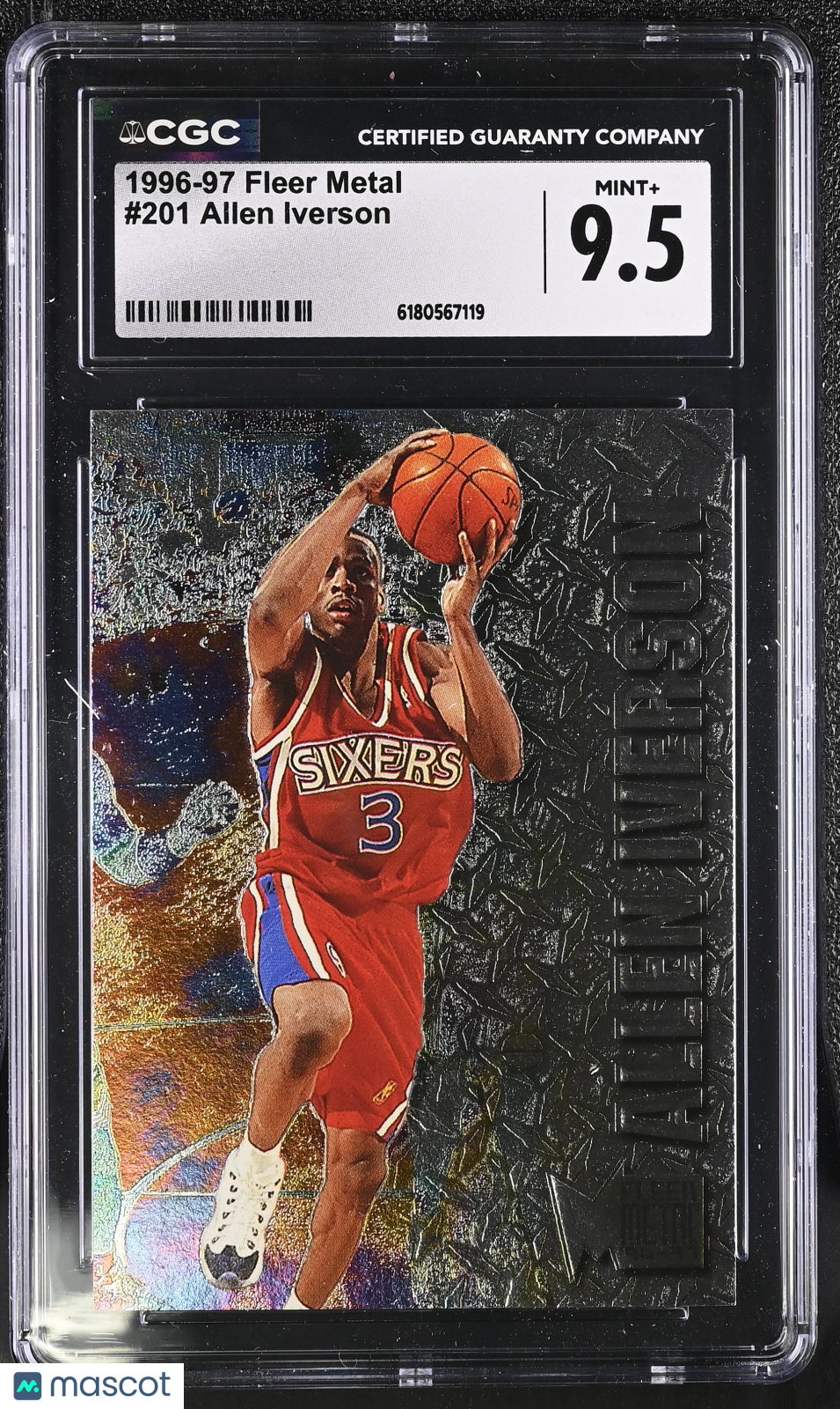 1996-97 Fleer Metal Allen Iverson Rookie #201 CGC 9.5 Philadelphia 76ers