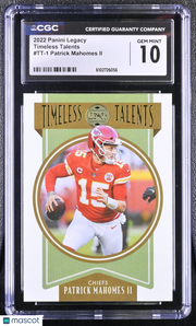 2022 Panini Legacy Patrick Mahomes II Timeless Talents #TT-1 CGC 10 Chiefs