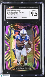 2020 Panini Select Jonathan Taylor Purple Die-Cut Rookie #253 CGC 9.5 Colts