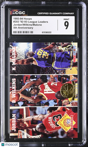 1993-94 Hoops Leaders Michael Jordan Wilkins Malone 5th Anniversary #283 CGC 9