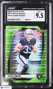 2024 Panini Prizm Brock Bowers Neon Green Pulsar Rookie #315 CGC 9.5 Raiders