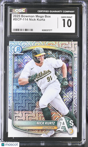 2025 Bowman Mega Box Nick Kurtz Rookie #BCP-114 CGC 10 Oakland Athletics