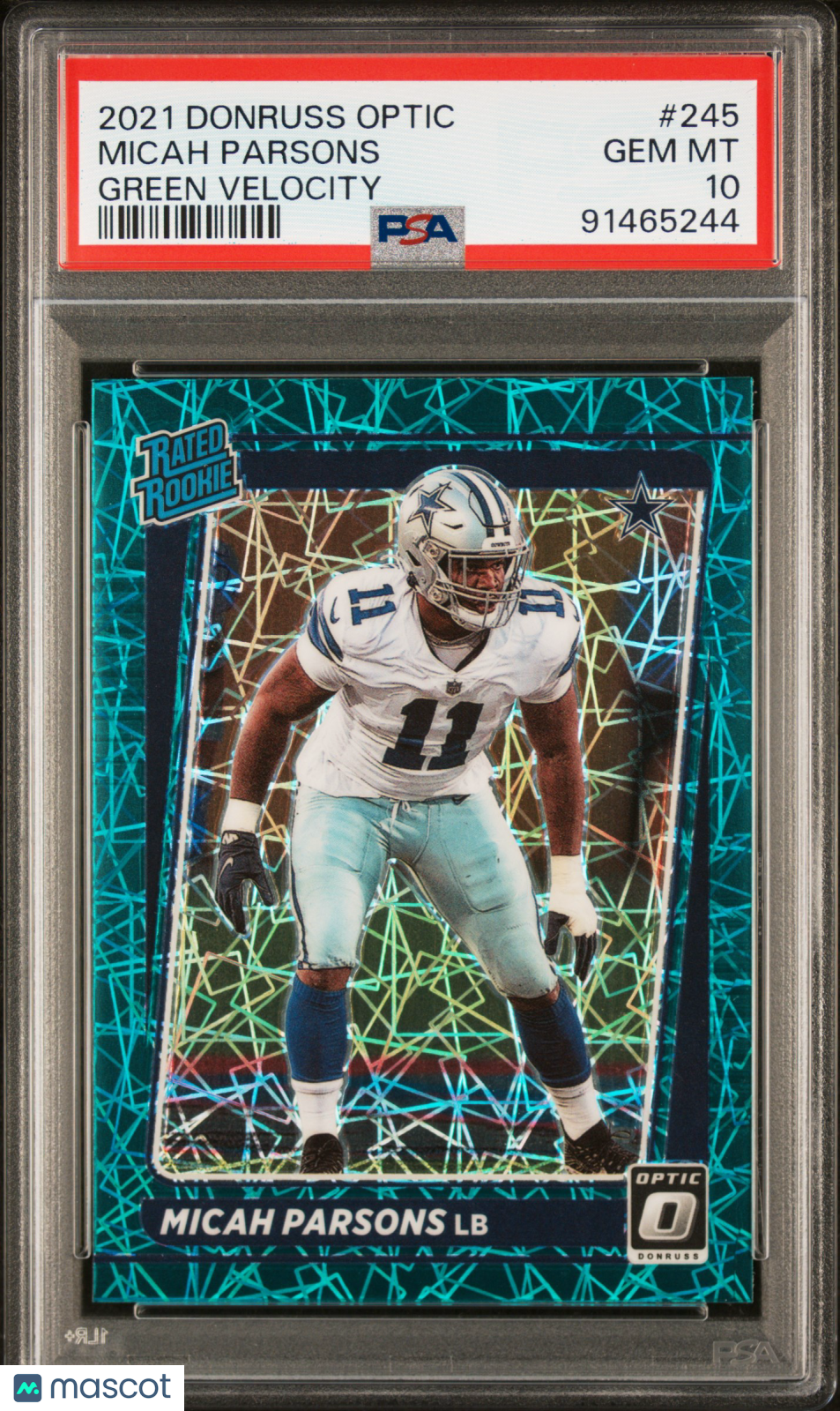 2021 Panini Donruss Optic Micah Parsons Green Velocity Rookie 245 PSA 10 Cowboys