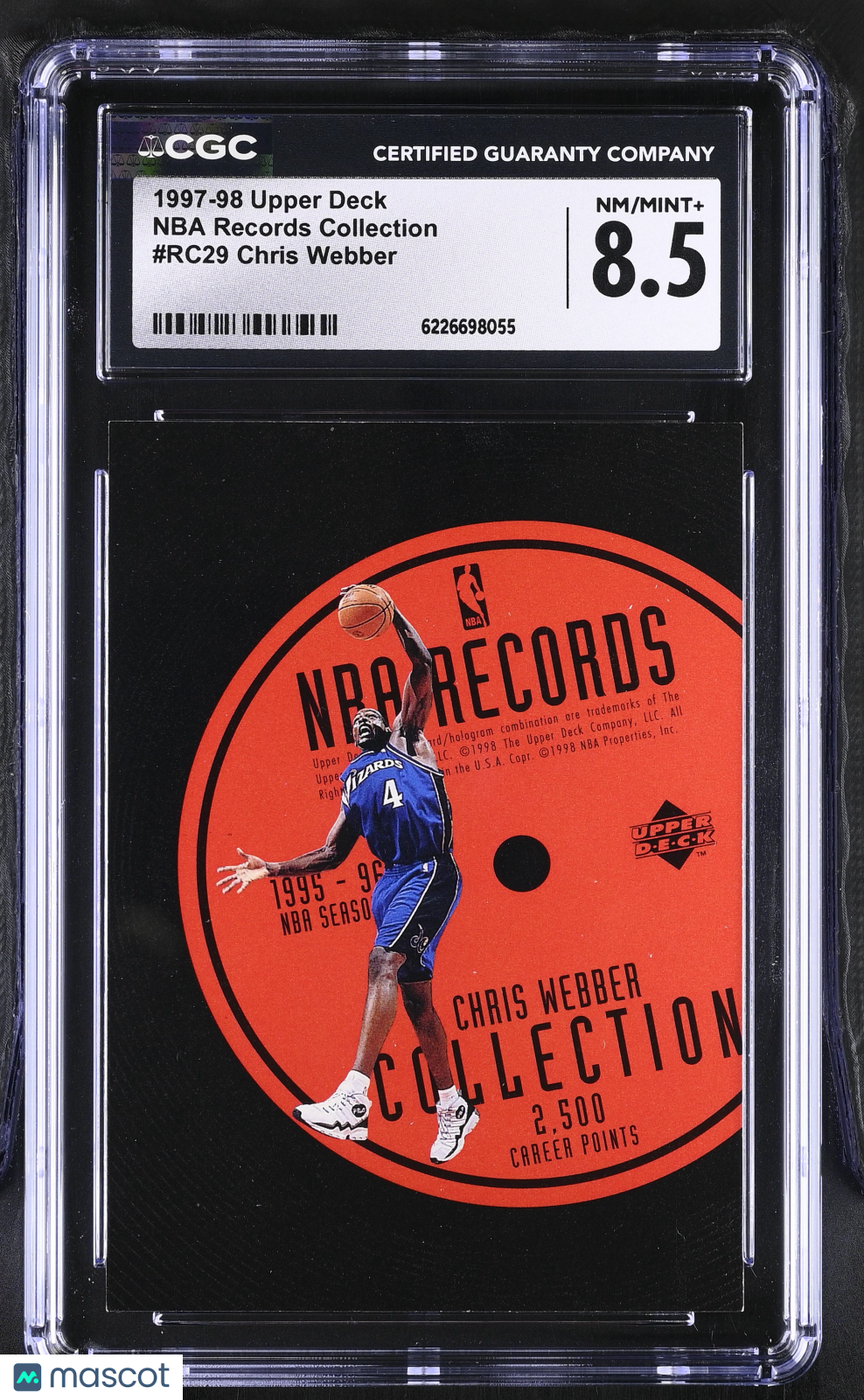 1997-98 Upper Deck Chris Webber NBA Records Collection #RC29 CGC 8.5 Wizards