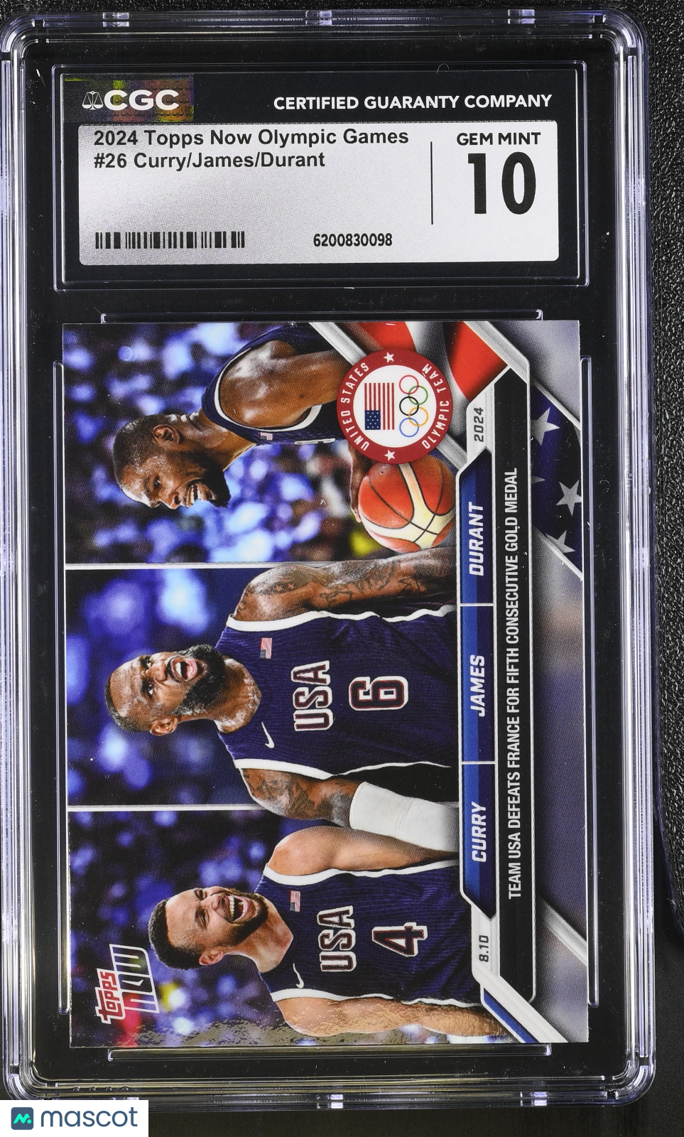 2024 Topps Now Olympic Games Kevin Durant LeBron James Stephen Curry #26 CGC 10