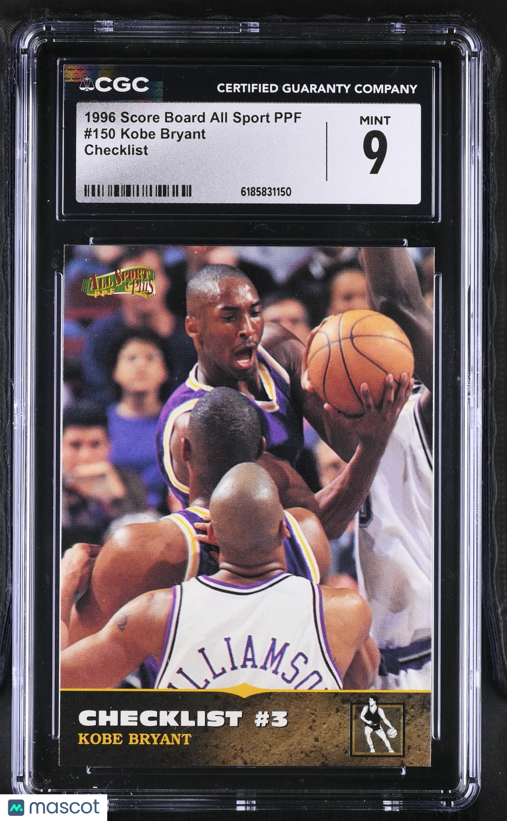 1996 Score Board All Sport PPF Kobe Bryant Checklist Rookie #150 CGC 9 Lakers