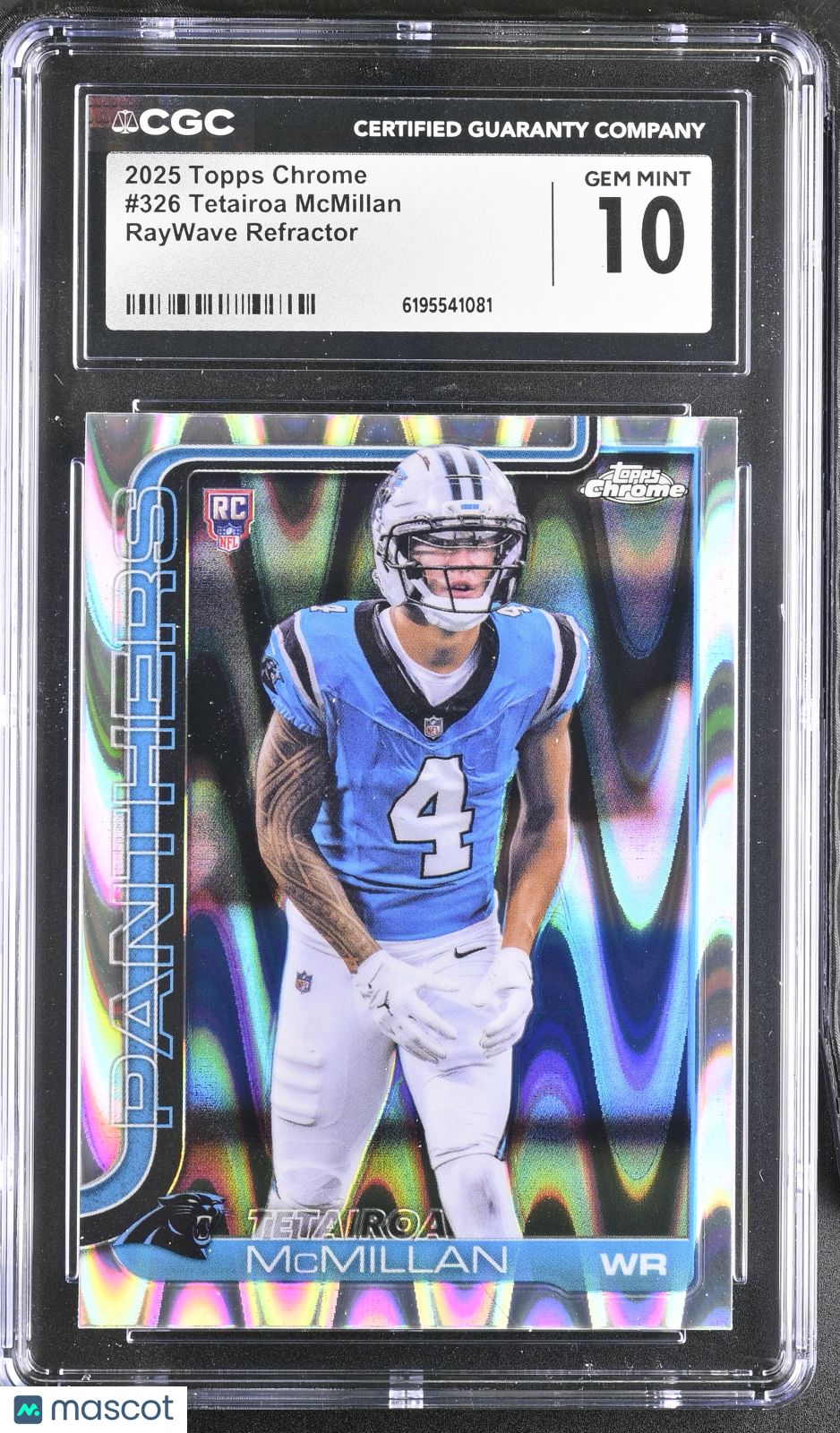2025 Topps Chrome Tetairoa McMillan RayWave Refractor Rookie 326 CGC 10 Panthers