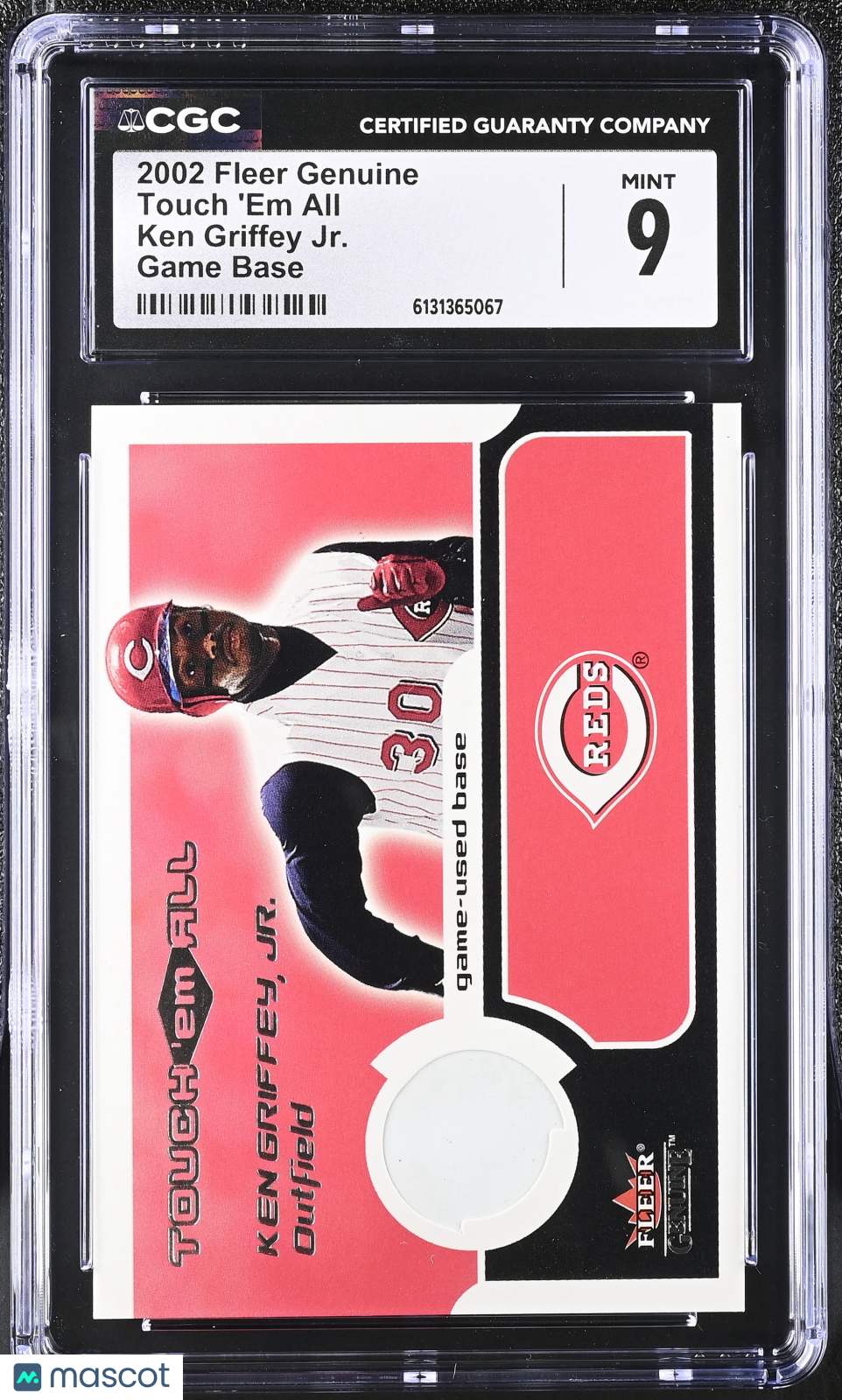 2002 Fleer Genuine Ken Griffey Jr. Game Base Touch 'Em All CGC 9 Cincinnati Reds