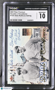 2001 Fleer Premium Babe Ruth/Lou Gehrig Decades of Excellence 1DE CGC 10 Yankees