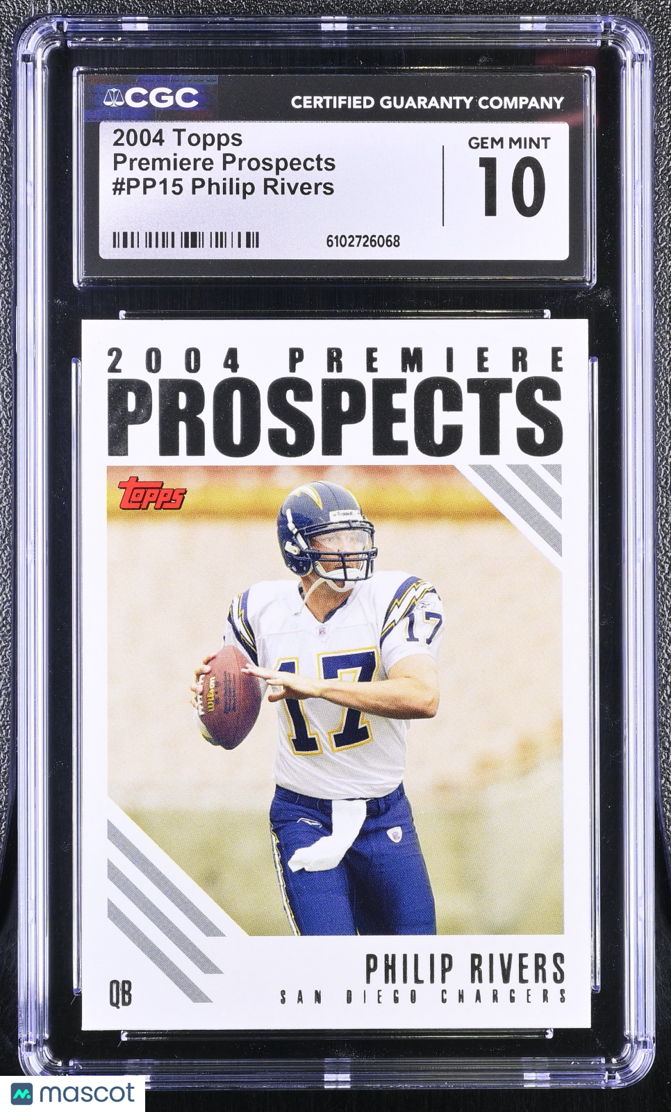 2004 Topps Philip Rivers Rookie Premiere Prospects #PP15 CGC 10 Chargers