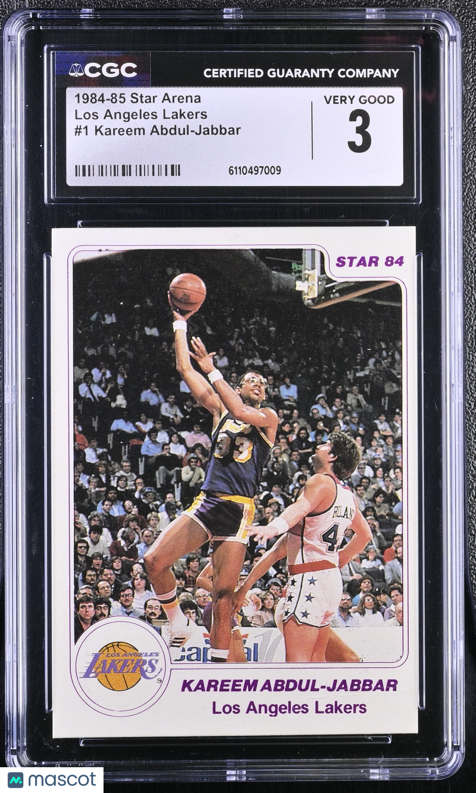 1984-85 Star Arena Kareem Abdul-Jabbar Los Angeles Lakers #1 CGC 3