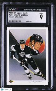 1990-91 Upper Deck Wayne Gretzky Team Checklist #307 CGC 9 Los Angeles Kings