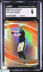 2025 Panini Absolute Tyler Shough Spectrum Orange /150 Rookie #194 CGC 9 Saints