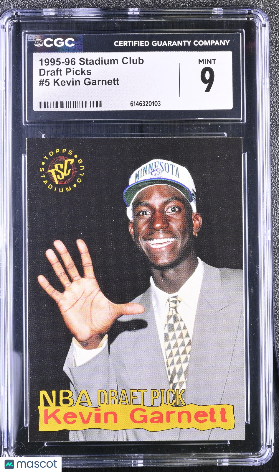 1995-96 Stadium Club Kevin Garnett Rookie Draft Picks #5 CGC 9 Timberwolves