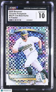 2025 Bowman Nick Kurtz X-Fractor Rookie Chrome Prospect BCP-114 CGC 10 Athletics