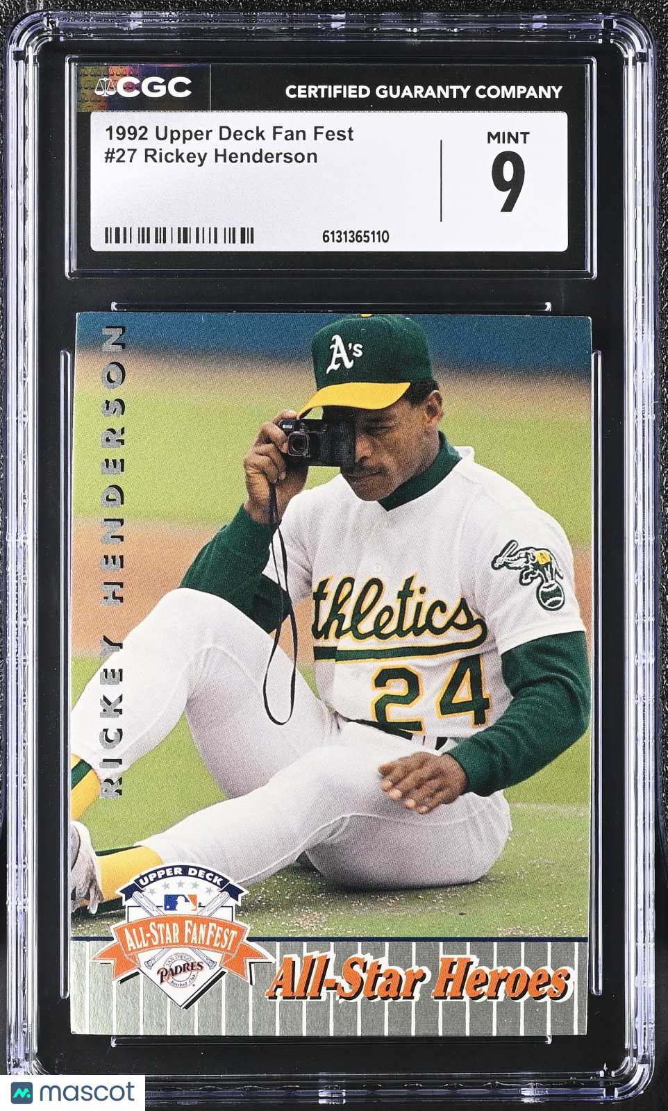1992 Upper Deck All-Star Fan Fest Rickey Henderson #27 CGC 9 Oakland Athletics