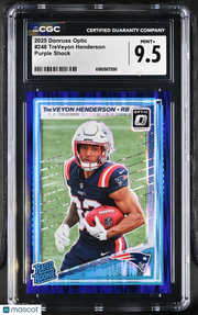 2025 Donruss Optic TreVeyon Henderson Purple Shock Rookie #248 CGC 9.5 Patriots